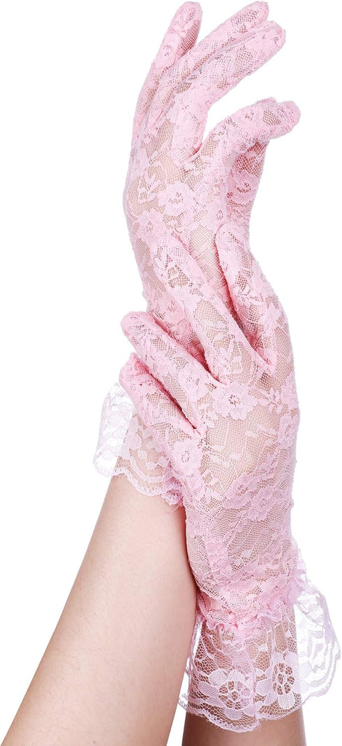 SATINIOR Ladies Lace Gloves for Women Tea Party Gloves Elegant Short Gloves Courtesy Gloves for Wedding Dinner Opera Parties...